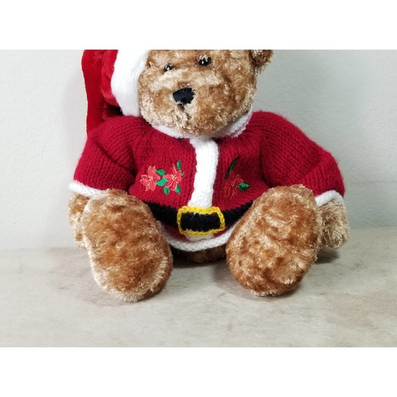 Dan Dee Teddy Bear Christmas 16" Knitted Sweater Plush Toy Stuffed Animal Vtg - Picture 10 of 13